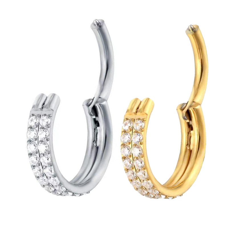 Body Piercing Quality Jewelry - G23 Titanium Piercing Double row CZ