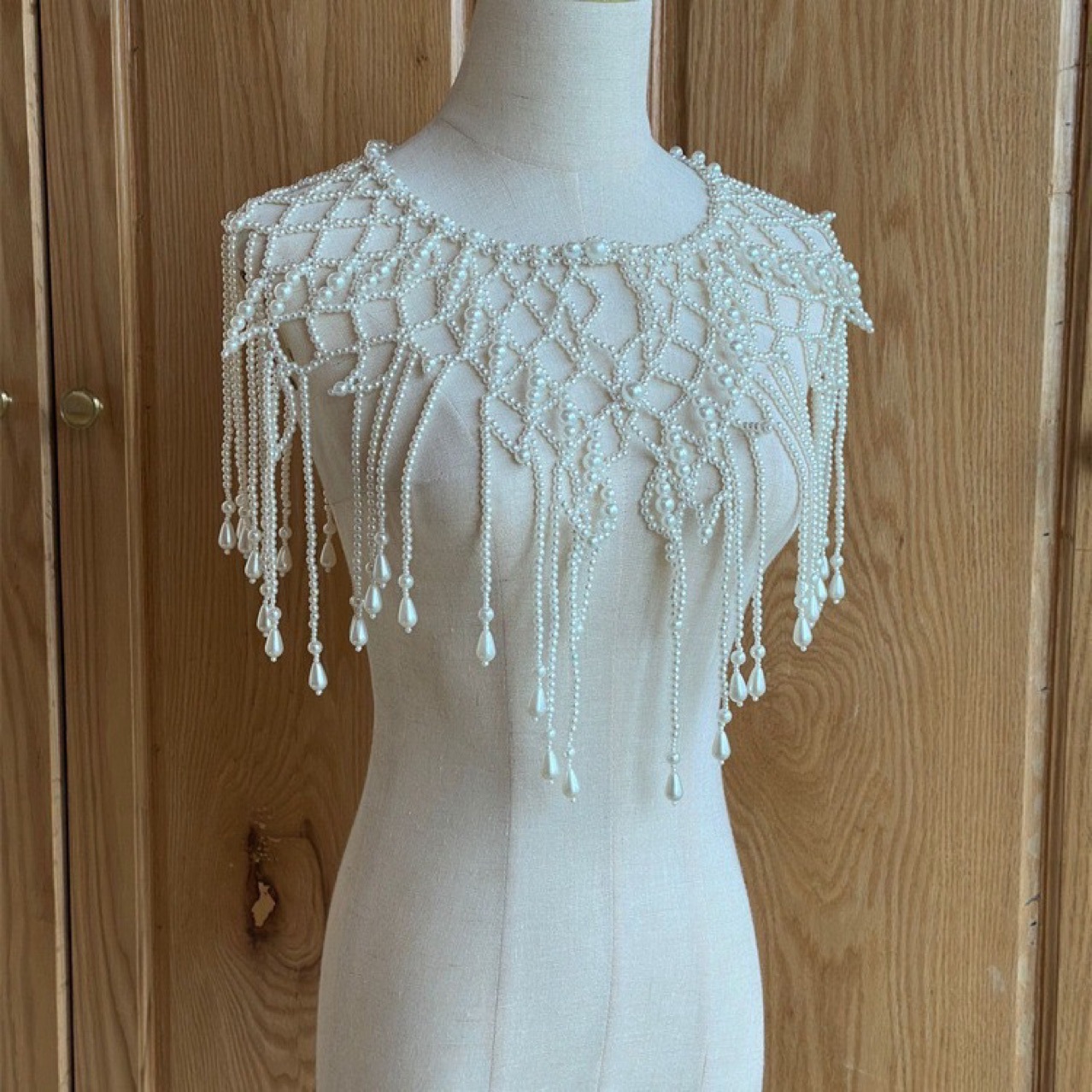 Body Jewelry Vest - Handmade Pearl Layered Body Chain, Beaded