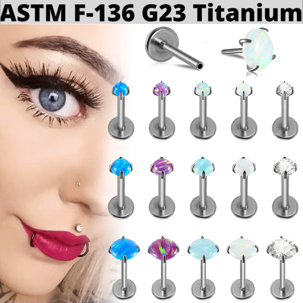 Body Jewelry Threadless - 1PC G23 Titanium Gloss Round Opal