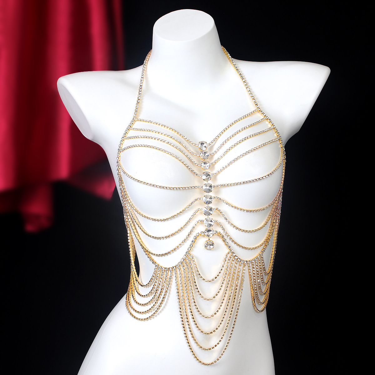 Body Jewelry Art - Luxurious Stripe Tassels Retro Style Rhinestone