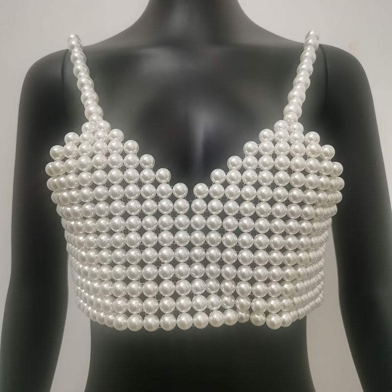 Winter Women's Handmade Pearl  - Body Jewelry Vest ulasan dan harga