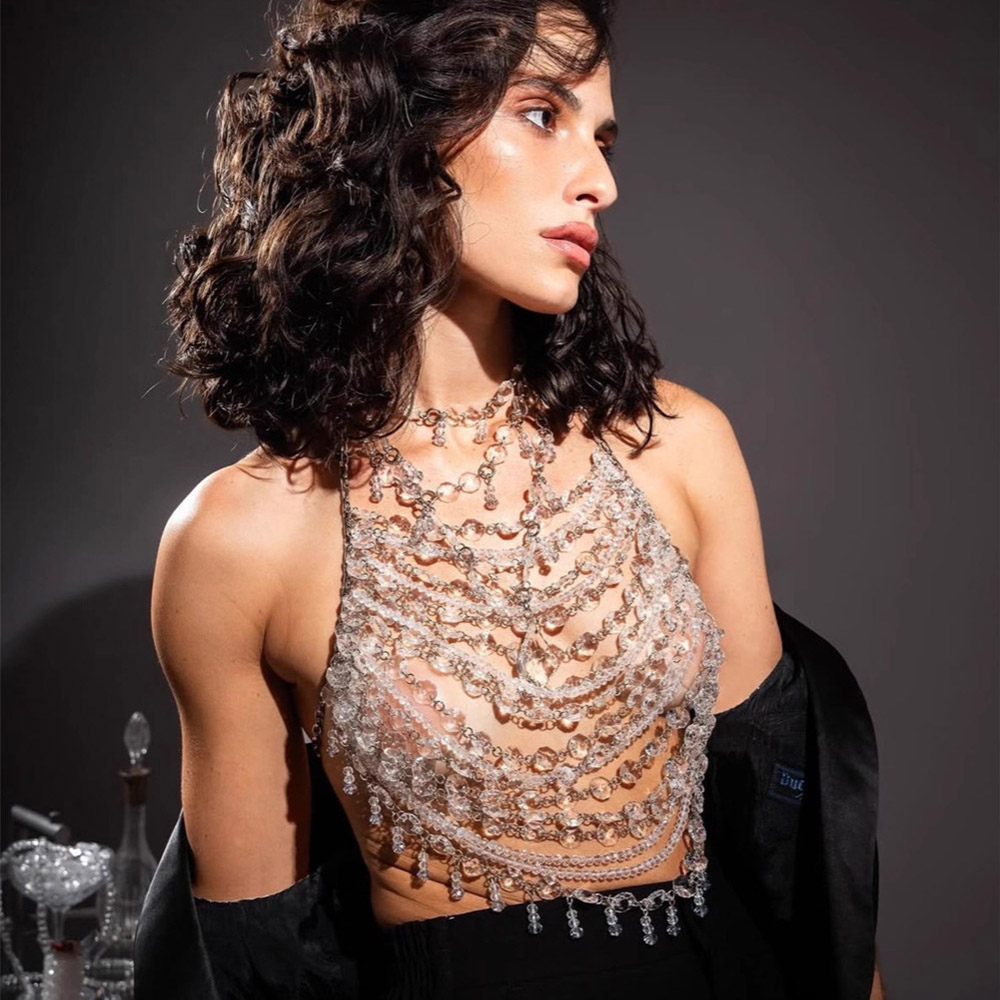 Handmade Beaded Vest Clear Cry - Body Jewelry Vest ulasan dan harga