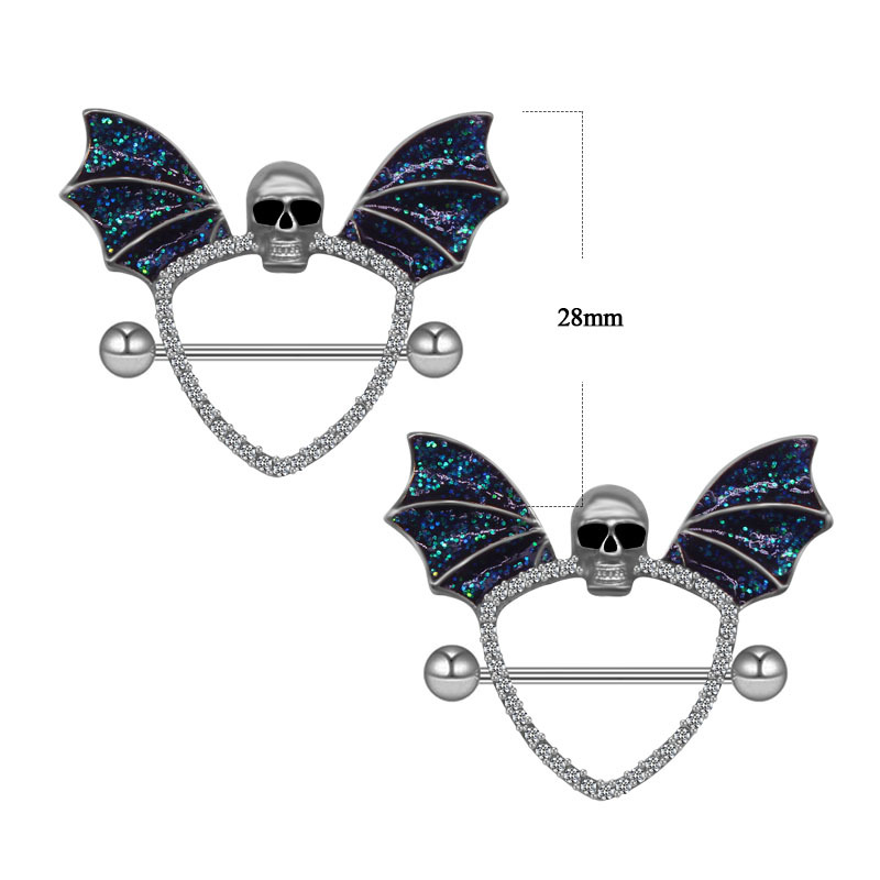 Bling Skull Wing Bat Black Nip - Body Piercing Quality Jewelry ulasan dan harga