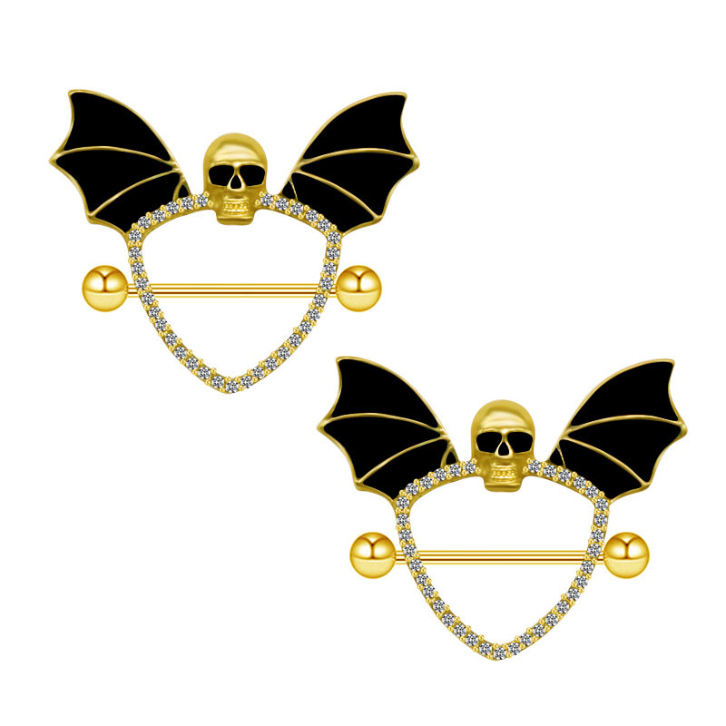 Bling Skull Wing Bat Black Nip - Body Piercing Quality Jewelry ulasan dan harga