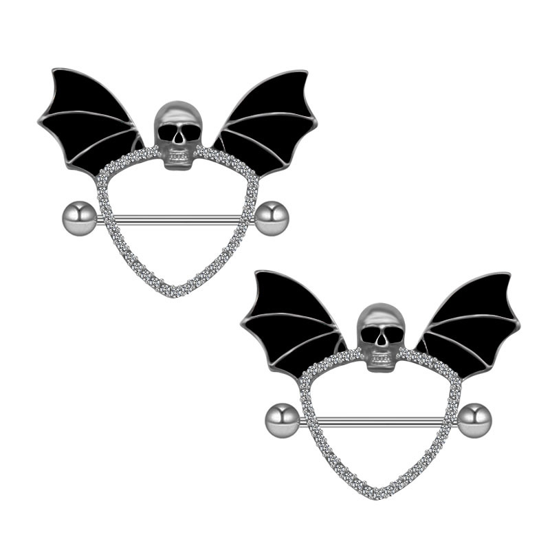 Bling Skull Wing Bat Black Nip - Body Piercing Quality Jewelry ulasan dan harga