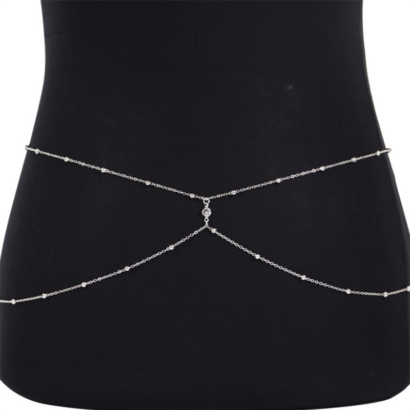 Clear Rhinestone Beaded Belly  - Body Jewelry Art ulasan dan harga