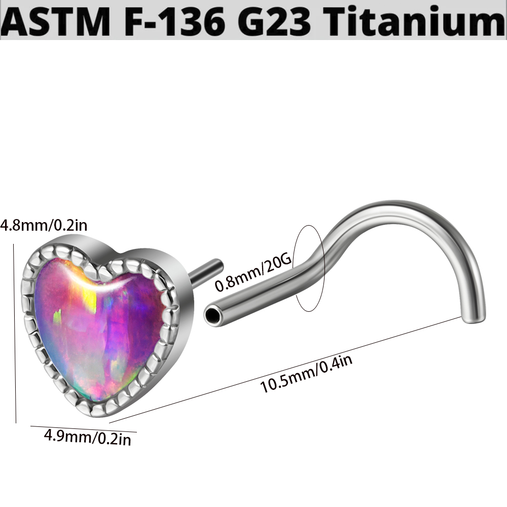 1PC Titanium Opal L Shape Nose - Body Jewelry Threadless ulasan dan harga