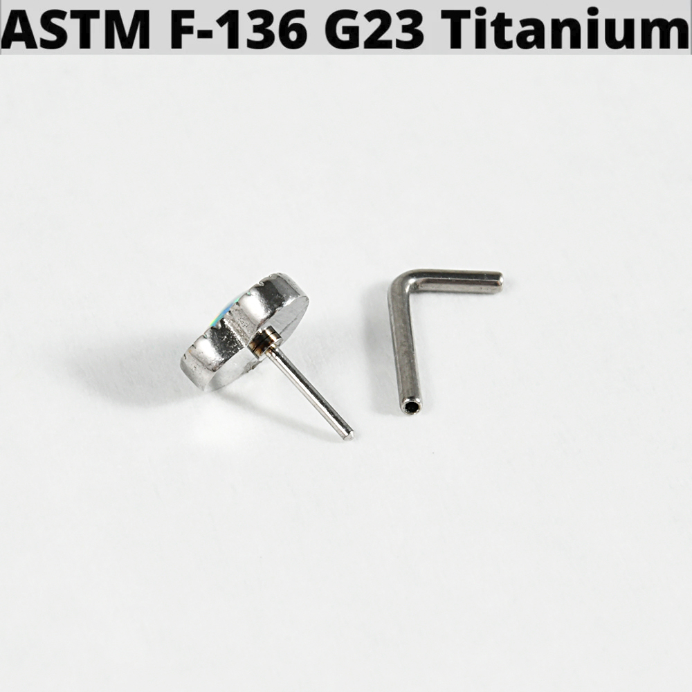 1PC Titanium Opal L Shape Nose - Body Jewelry Threadless ulasan dan harga