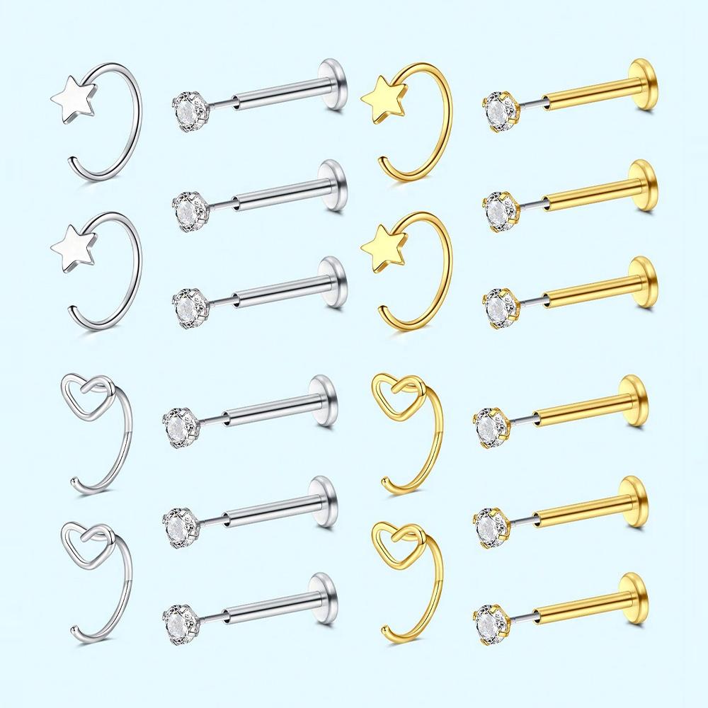5Pcs Nose Ring Hoops Threadles - Body Jewelry Threadless ulasan dan harga