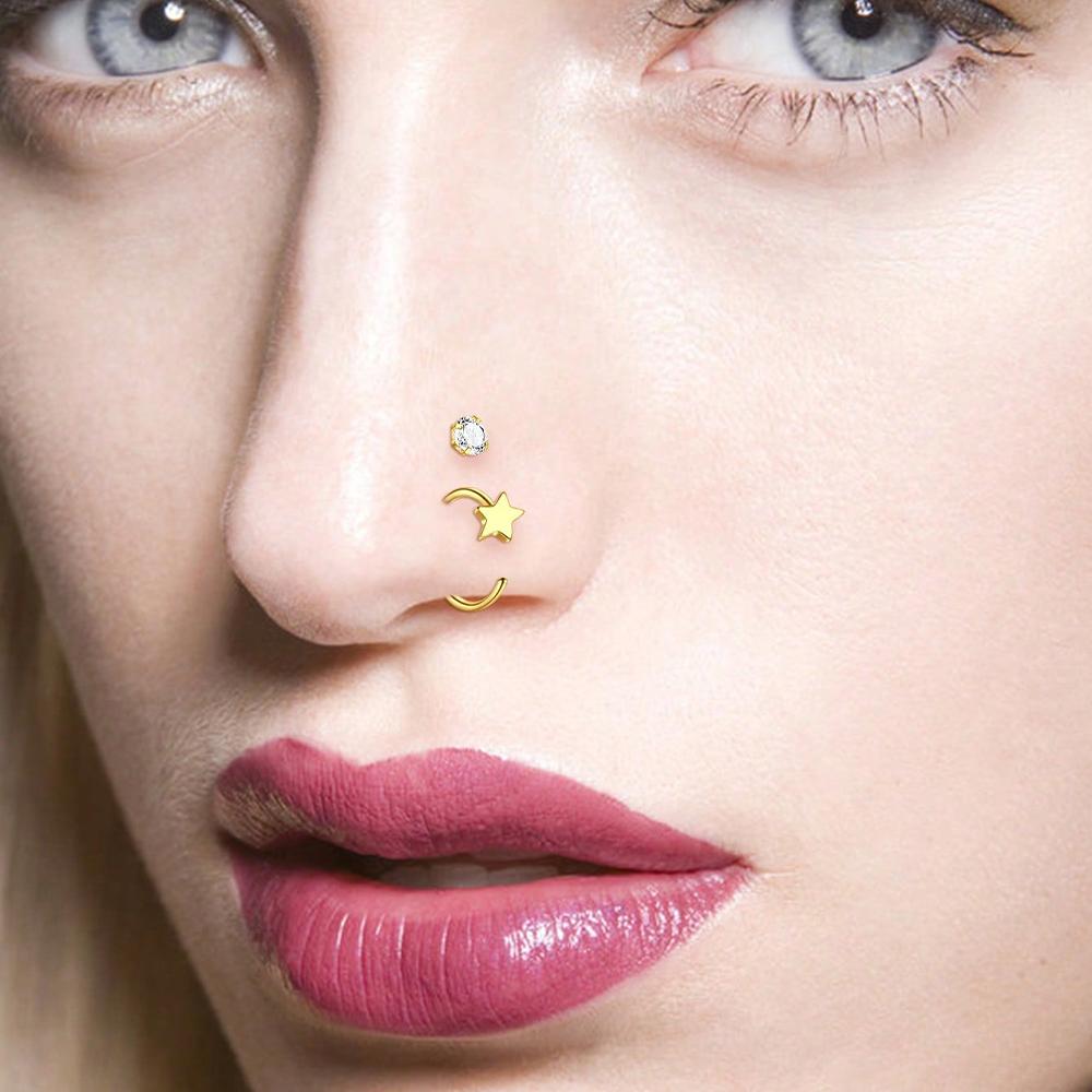 5Pcs Nose Ring Hoops Threadles - Body Jewelry Threadless ulasan dan harga