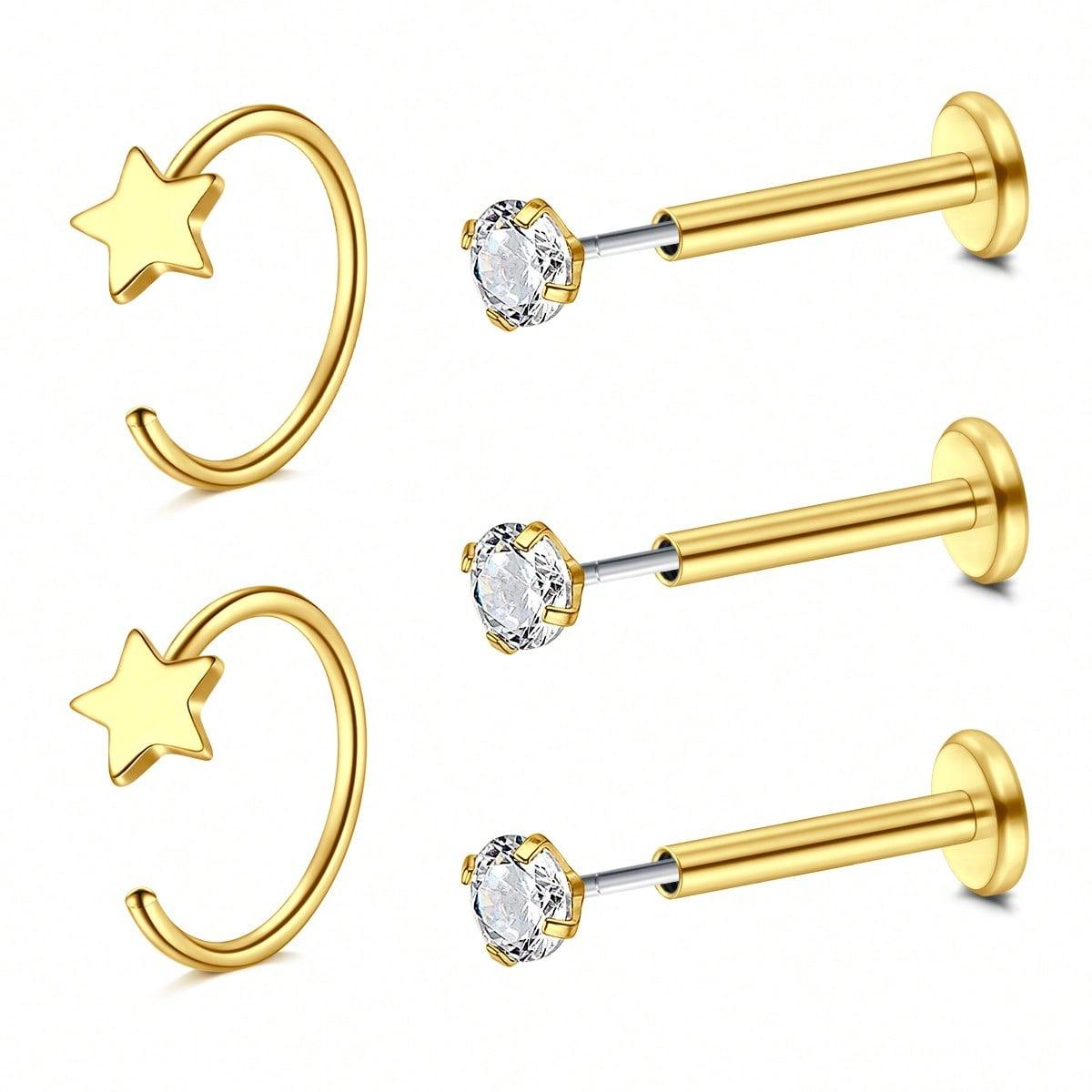 5Pcs Nose Ring Hoops Threadles - Body Jewelry Threadless ulasan dan harga