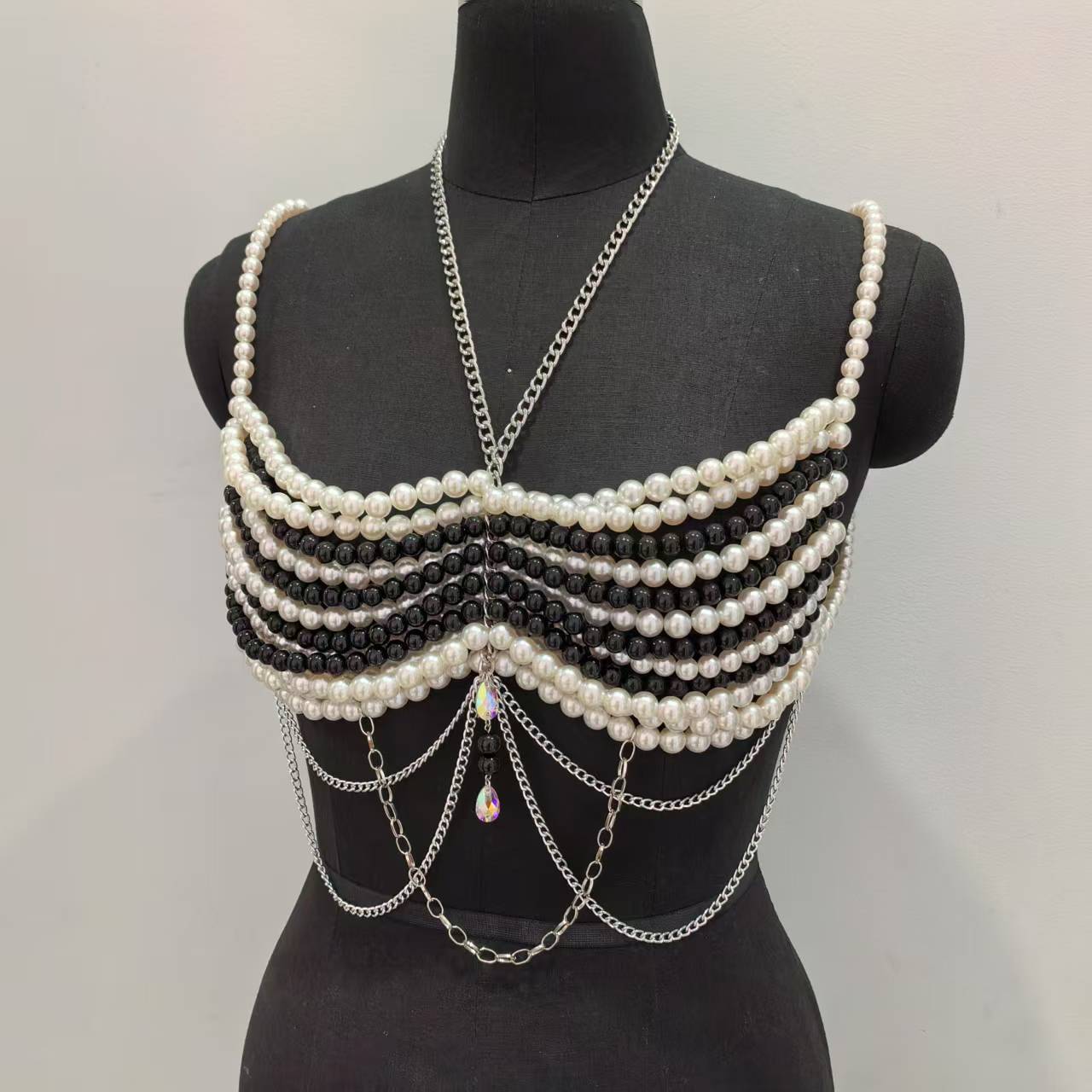 Black White Woven Plastic Pear - Body Jewelry Vest ulasan dan harga