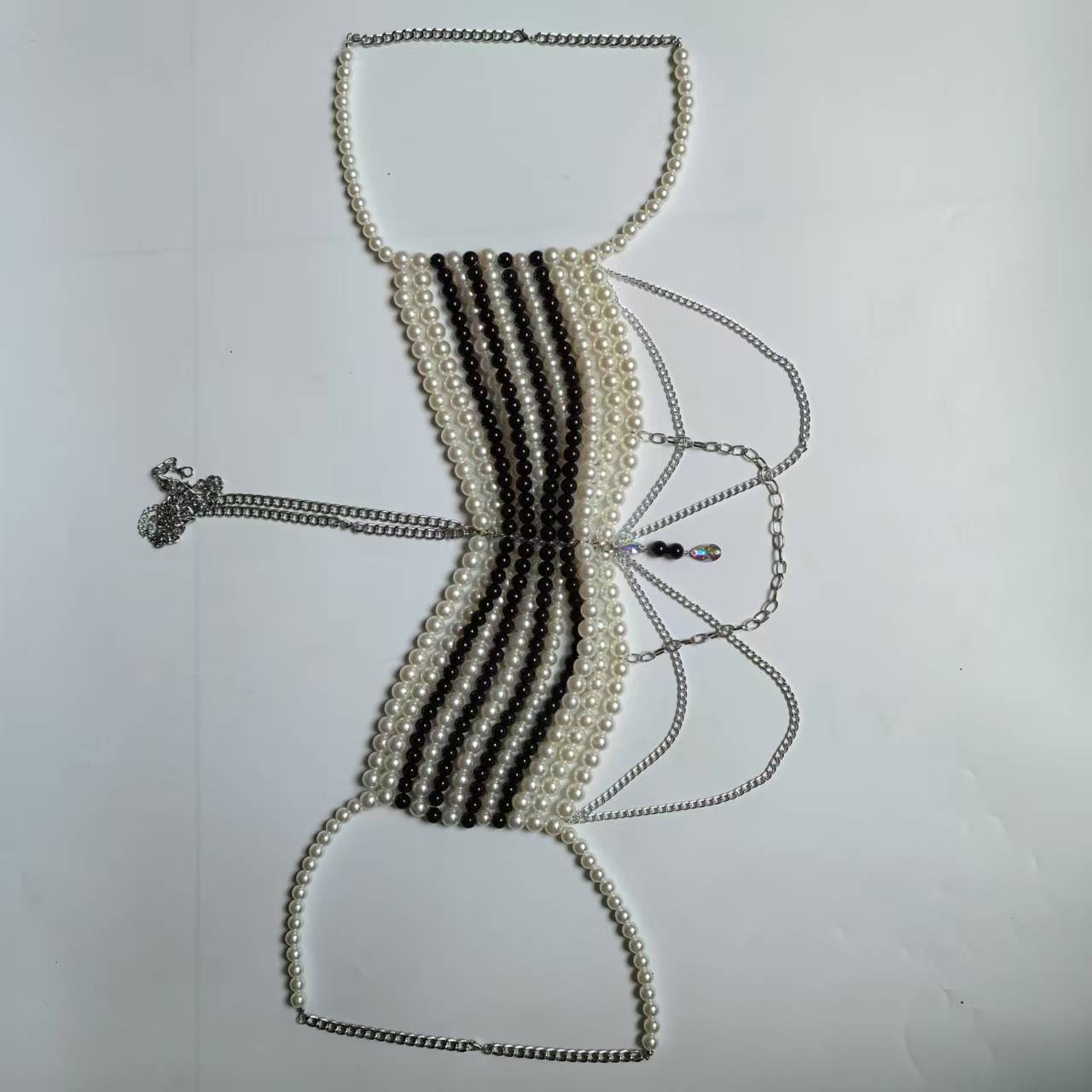 Black White Woven Plastic Pear - Body Jewelry Vest ulasan dan harga