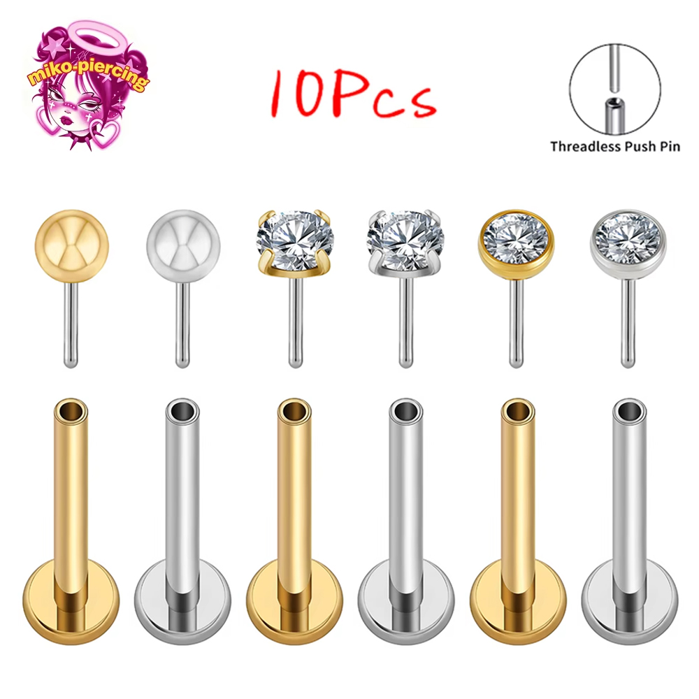 10Pcs ASTM F136 Titanium 20G/1 - Body Jewelry Threadless ulasan dan harga