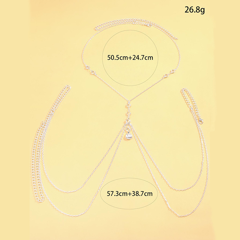Women Silver Tone Body Chain C - Body Jewelry Art ulasan dan harga