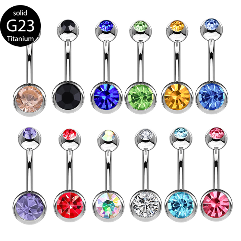 G23 Titanium Double Gem belly  - Body Piercing Quality Jewelry ulasan dan harga