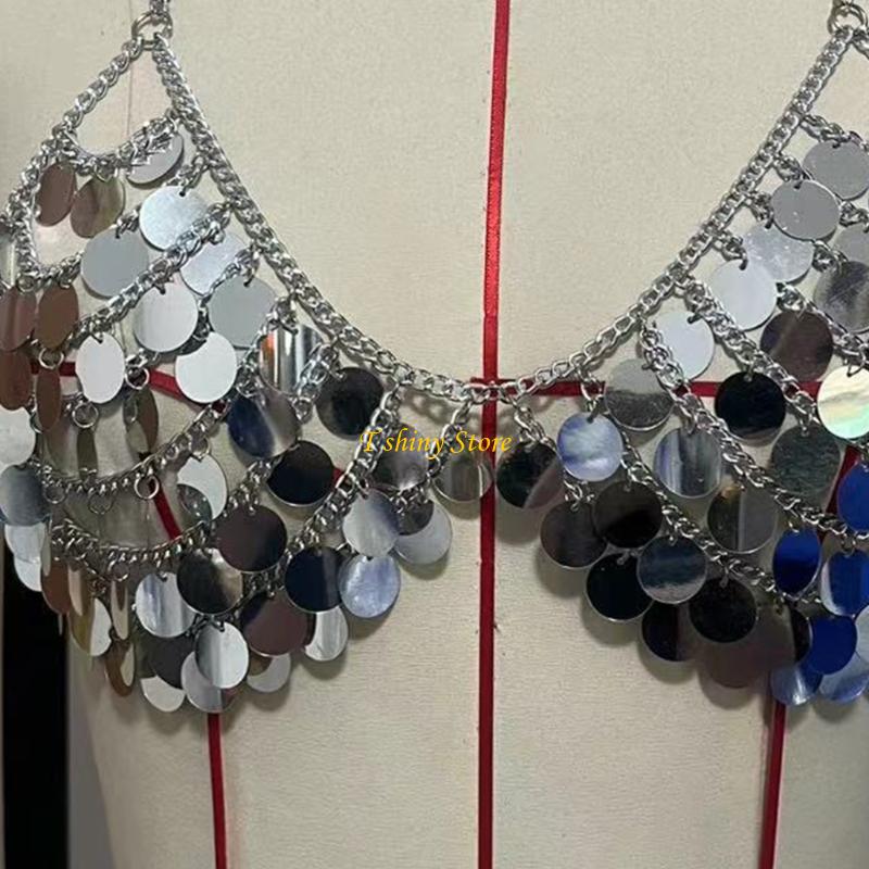N58F Festive Sequins Vest Top  - Body Jewelry Vest ulasan dan harga