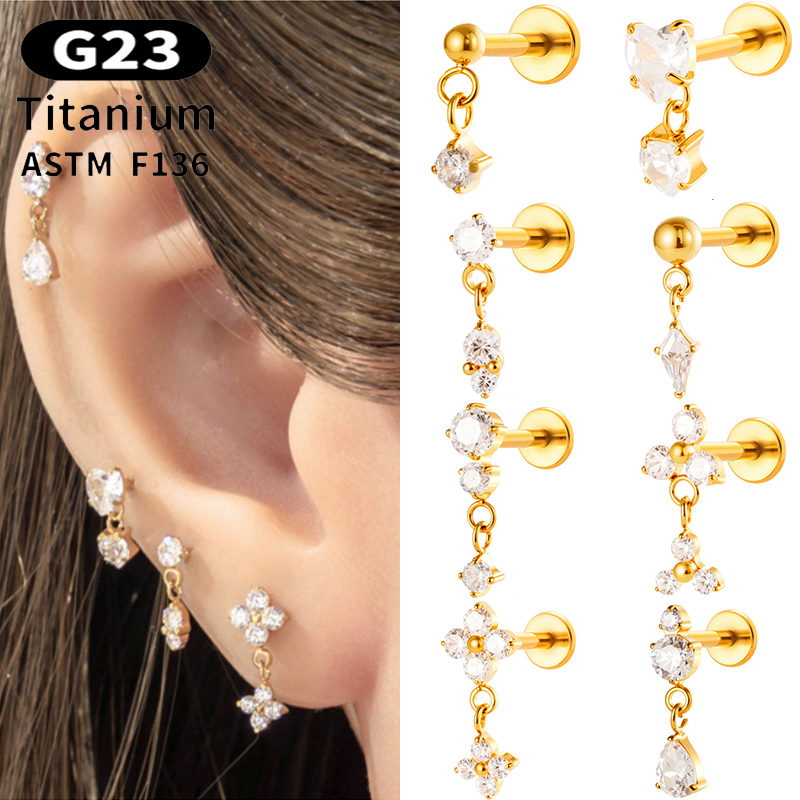 1PC G23 Titanium 16G Labret St - Body Jewelry Threadless ulasan dan harga
