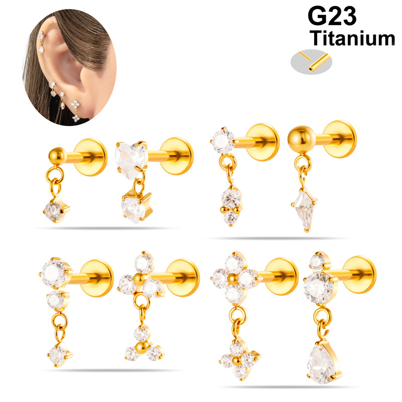 1PC G23 Titanium 16G Labret St - Body Jewelry Threadless ulasan dan harga
